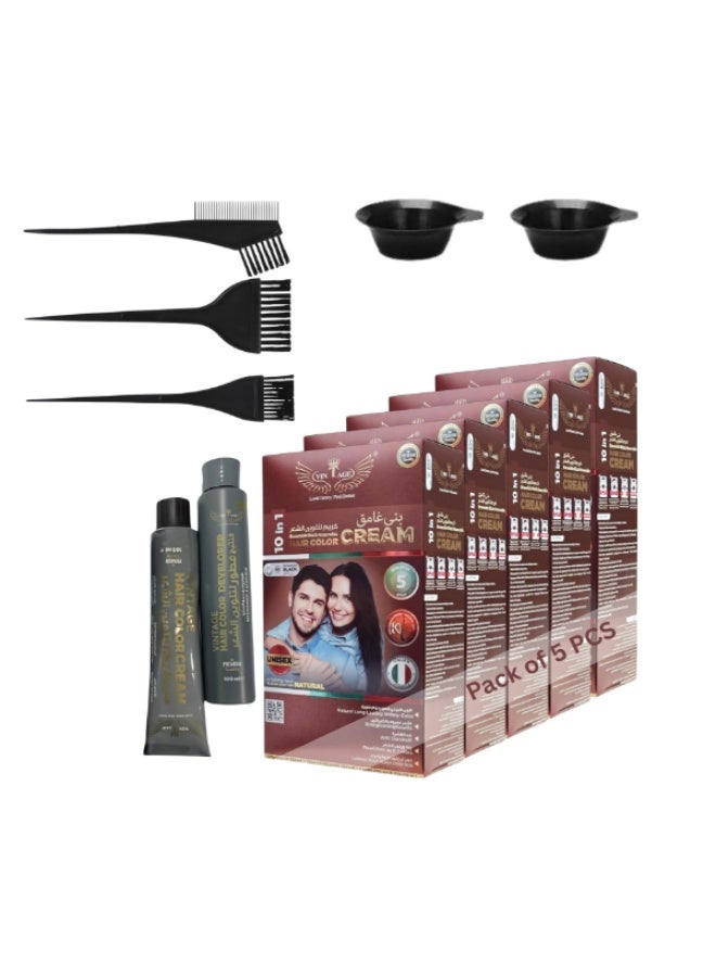 Vintage Apple Anaerobic Hair Cream – 100% Organic Hair Dye and Natural Hair Color Cream, 200ml (10-in-1), offered in three unique shades and scents. 5 Pack of (Reddish Brown) - Image 1